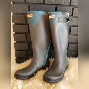 Hunter Boots - aqua, cream and charcoal  size 10 women's
